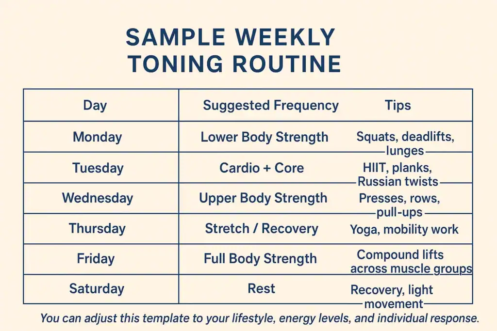 Achieving the Perfect Tone: How Often Should You Exercise for Results? 4 Weekly exercise Twickenham plan graphic