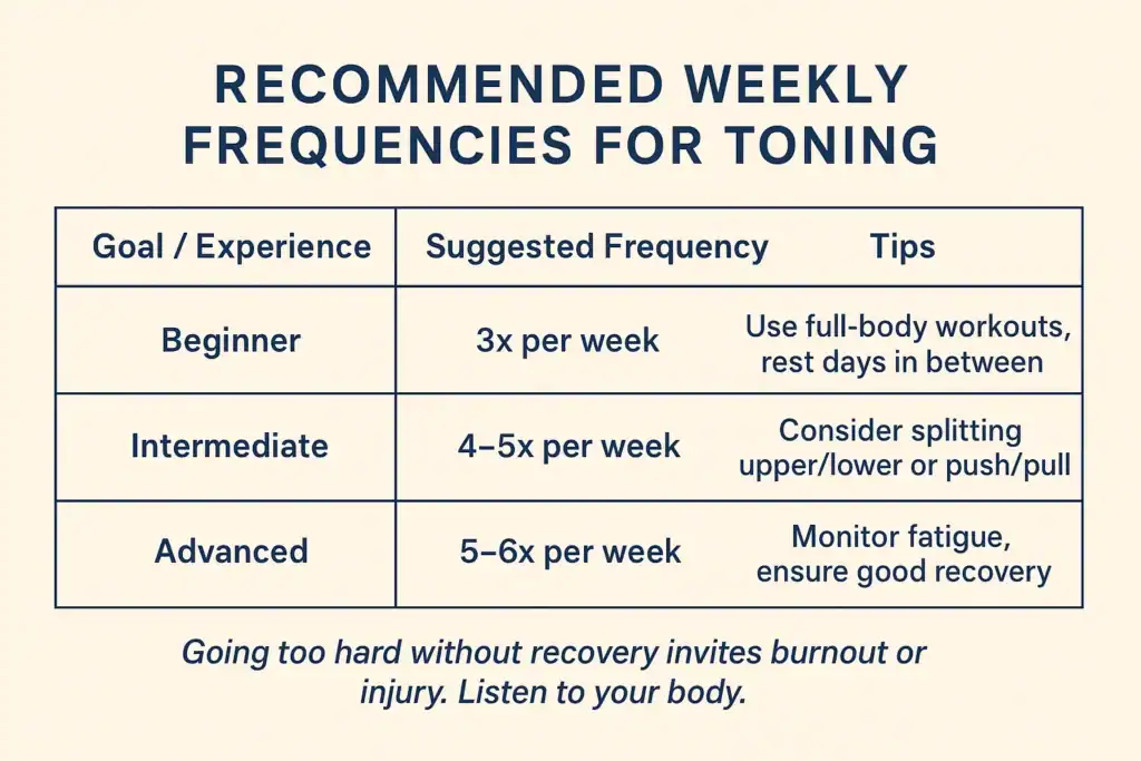Achieving the Perfect Tone: How Often Should You Exercise for Results? 2 Graphic to show how often you should do exercise to help with toning Twickenham